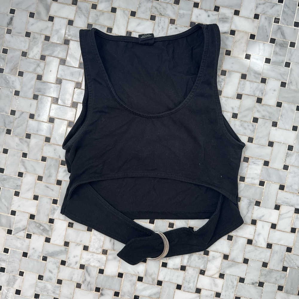 Black Unique Cropped Tank